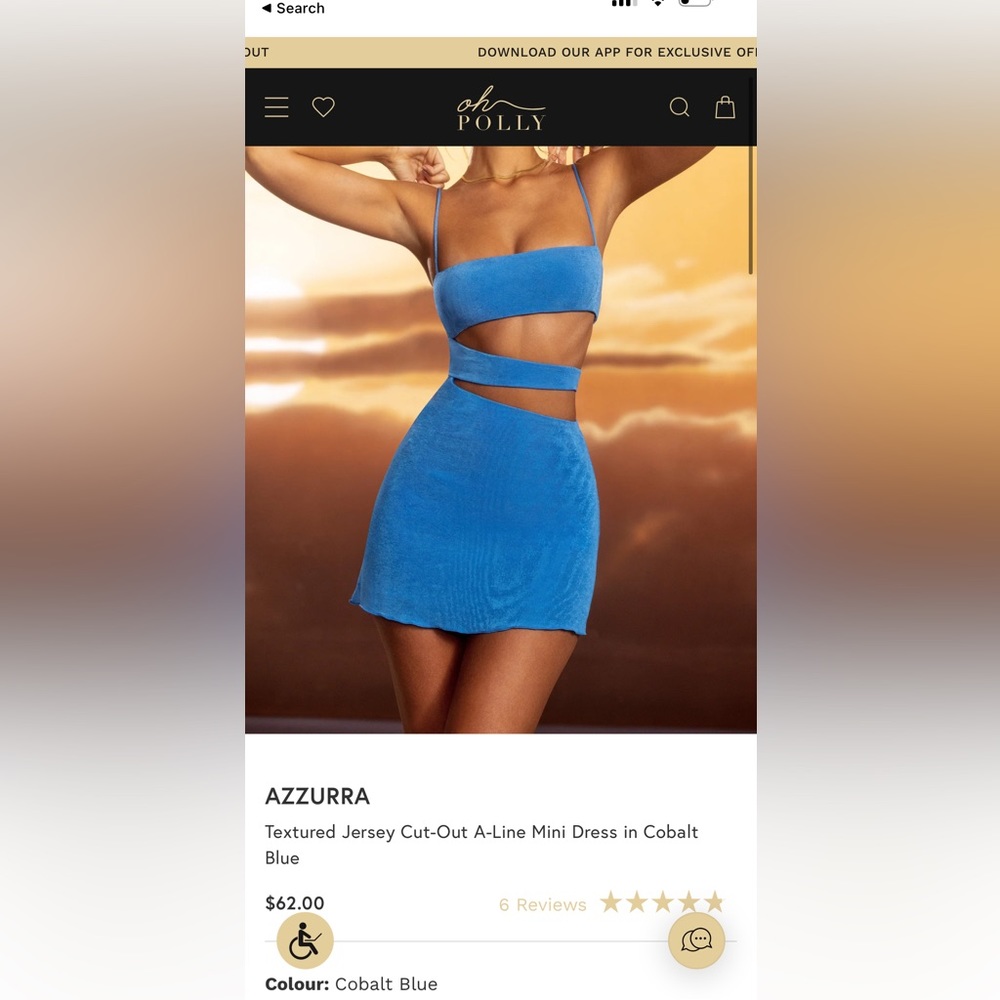 NWT Oh Polly Azzurra Blue Mini Dress